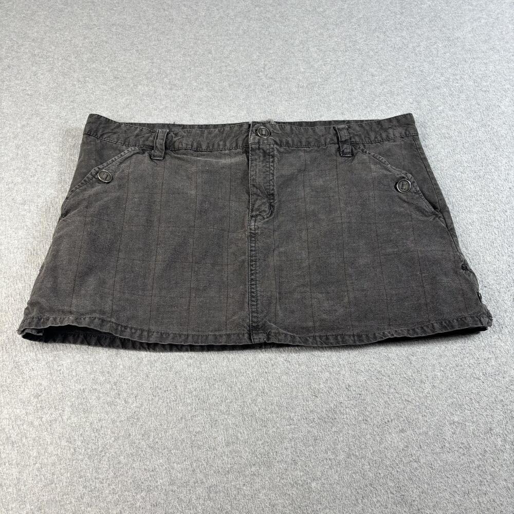 Chor Micromini Skirt Womens XXL Gray Twill Pockets Button Utility Grunge Y2K